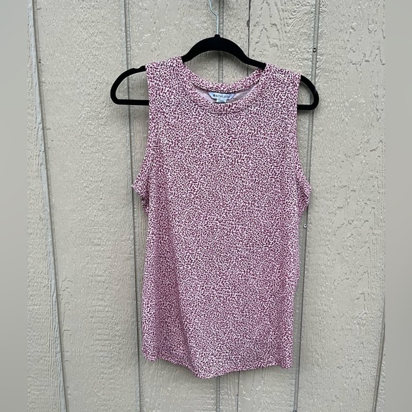Athleta Women’s Large Micro Cheetah Bashful Rose Sleeveless Breezy Tank Top - Picture 3 of 8
